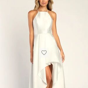 Lulu's White High Low Halter Dress